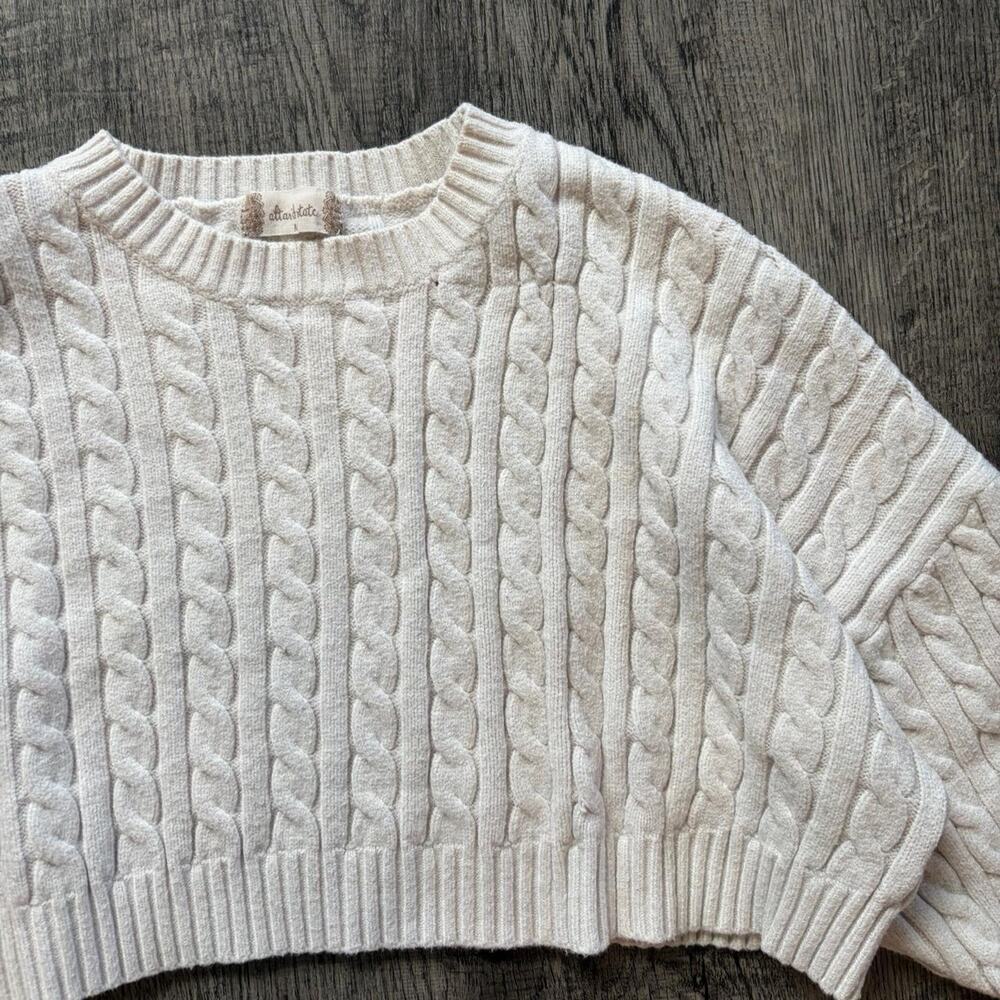 Altard state cream cable knit cropped sweater